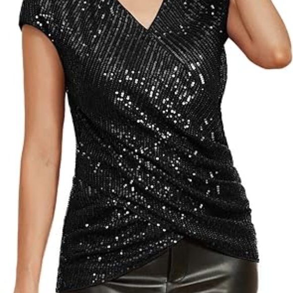 NEW YEARS EVE Womens Sparkle Sequin Shimmer Glitter Twist Front - Picture 6 of 6